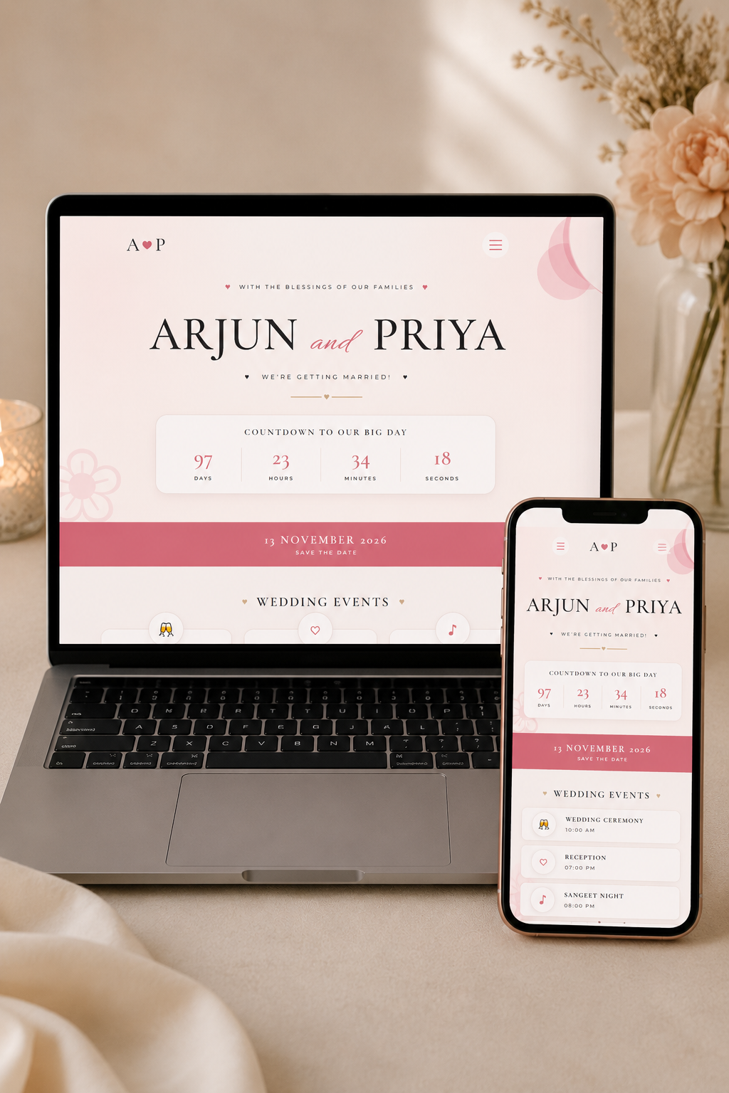 Elegant wedding website template